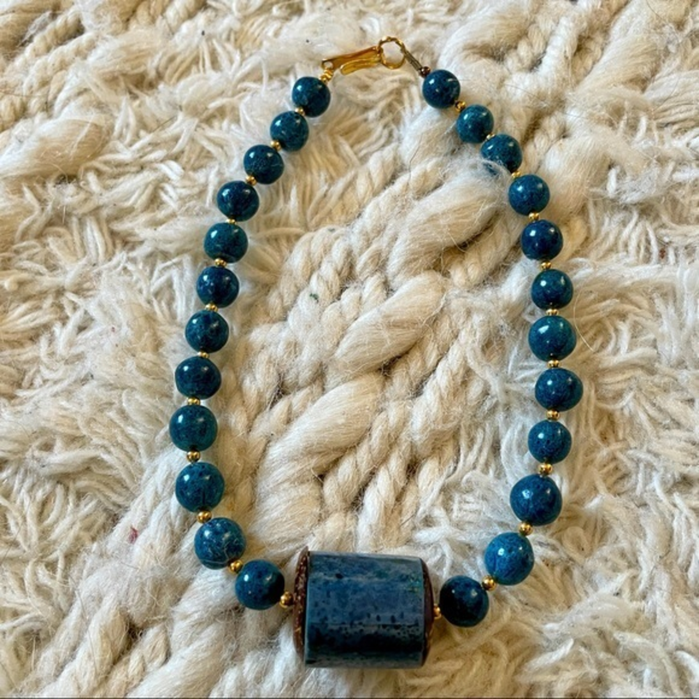 Gorgeous VINTAGE Imitation Lapis‎ Necklace
